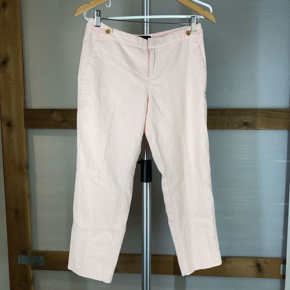 Sz 4P NWT Banana REPUBLIC FCTY Avery Linen Blend‎ Mid Rise Straight Ankle Pants - Picture 2 of 7